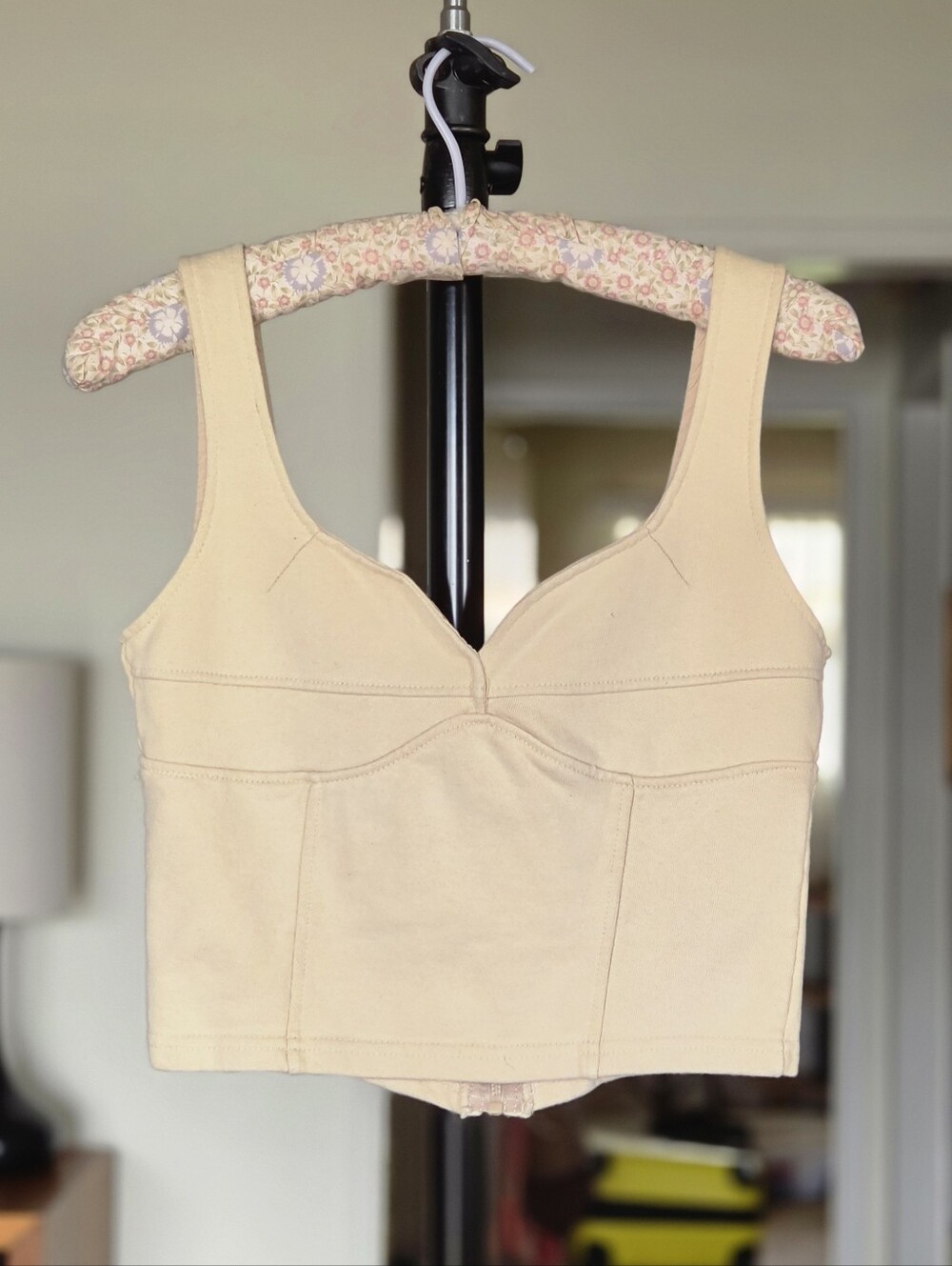 Simonett Bibi French Terry Cropped Bustier Sweetheart Tank Top